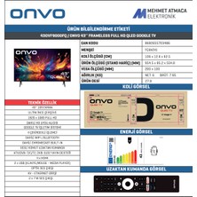 Onvo 43OVF900FQ 43''109 Ekran Uydu Alıcılı Full Hd Google Smart QLED Tv