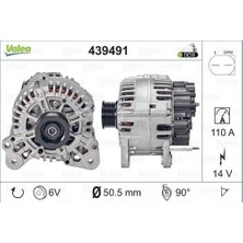 Valeo 439491 Alternator 14V 110A A1 A3 Altea Ibıza Toledo Fabıa Octavıa Rapıd Roomster Eos Golf V Vı Jetta Passat Touran Scırocco 1.2 1.4 1.6tsı Fsı