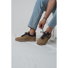 Darian Model Hakiki Deri El Yapımı Kahverengi Erkek Triko Sneaker Ayakkabı