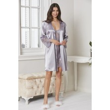 Saten Gecelik Sabahlık Pijama Takım Şort Takım 6'lı Gelin Çeyiz Seti - 6015 Royal