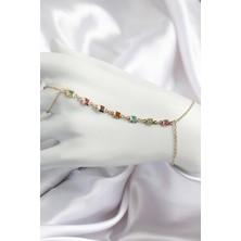 Clariss Pirinç Renkli Kare Zirkon Taşlı Y Model Gold Renk Kadın Şahmeran