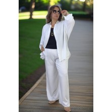 Esnek Pamuklu Yazlık Kumaş Yarasa Kol Gömlek Beli Lastikli Cepli Pantolon Büyük Beden Ikili Takım