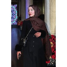 Marrakech Desen Çift Taraflı Şal Acı Kahve-Kahve