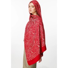 Velora Desen Çift Taraflı Şal Bordo-Mint Yeşili