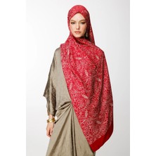 Velora Desen Çift Taraflı Şal Bordo-Mint Yeşili