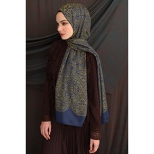 Morocco Desen Çift Taraflı Şal Lacivert-Yağ Yeşili