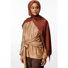 Mayra Desen Çift Taraflı Şal Acı Kahve-Kahve