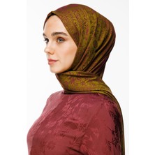 Henna Desen Çift Taraflı Şal Yağ Yeşili-Mürdüm