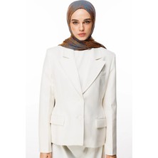 Mayra Desen Çift Taraflı Şal Petrol Mavisi-Turuncu