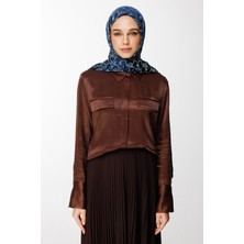 Marrakech Desen Çift Taraflı Şal Lacivert-Su Yeşili