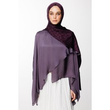 Marrakech Desen Çift Taraflı Şal Mor-Siyah