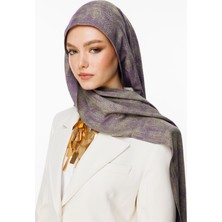 Sahra Desen Çift Taraflı Şal Zeytin-Mor