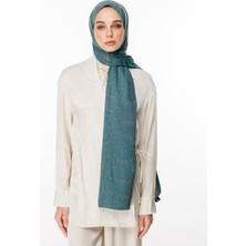 Riad Desen Çift Taraflı Şal Koyu Gri-Zümrüt