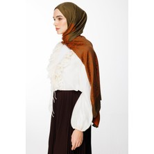 Nora Desen Çift Taraflı Şal Koyu Haki-Tarçın