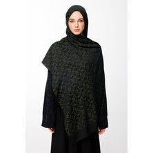 Marrakech Desen Çift Taraflı Şal Siyah-Haki