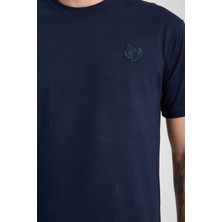 Erkek %100 Pamuk Relax Fit Baykuş Nakışlı T-Shirt