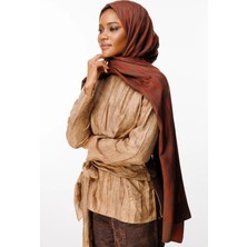 Selis Desen Çift Taraflı Şal Acı Kahve-Kahve