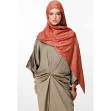 Velora Desen Çift Taraflı Şal Vizon-Kırmızı