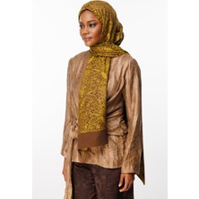 Velora Desen Çift Taraflı Şal Acı Kahve-Hardal