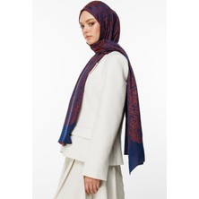 Morocco Desen Çift Taraflı Şal Lacivert-Soğan Kabuğu