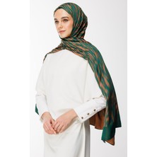 Selis Desen Çift Taraflı Şal Zümrüt-Kayısı