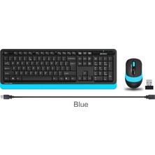 A4Tech FG1010 Kablosuz Q Trk Optic Mouse Siyah/Mavi Multimedya Klavye - Mouse Set