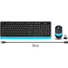 A4Tech FG1010 Kablosuz Q Trk Optic Mouse Siyah/Mavi Multimedya Klavye - Mouse Set