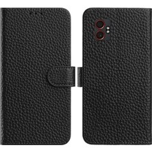 Cool-M Samsung Galaxy Xcover7 Pro Cüzdan Standı Litchi Dokulu  Inek Derisi Kapaklı Telefon Kılıfı (Yurt Dışından)