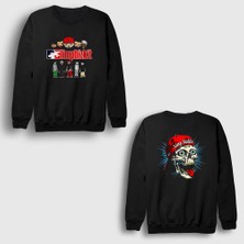 Presmono Unisex Siyah Poster Skull Limp Bizkit Sırt Baskılı Sweatshirt