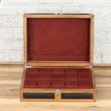 15LI Ahşap Saat Kutusu Saat Koleksiyon Kutusu Çoklu Deri Saat Kutusu Watch Case