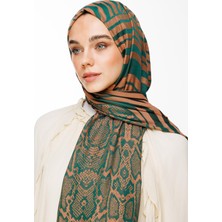 Riad Desen Çift Taraflı Şal Zümrüt-Kayısı