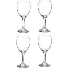 4'lü Cam Şarap Kadehi Seti, 17 Cm, 250 Ml, Ayaklı, Şeffaf, Şarap Için Uygun