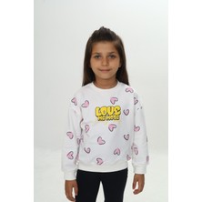 Toontoy Kız Çocuk Love Kalp Baskılı Sweatshirt