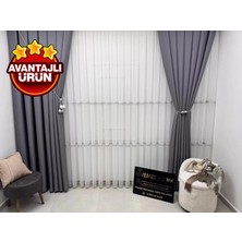 Nivemeshome Olivia 2025 V-3 Gümüş Detaylı  1/3 Sık Pileli Tül Perde Apm