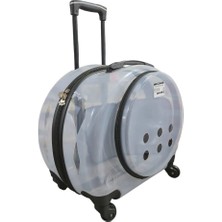 Şeffaf Camlı Premium Çekçekli Tekerlekli Kedi Taşıma Çantası 45X45X30