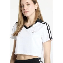 Adidas Originals Kadın V Yaka Crop Beyaz T-Shirt