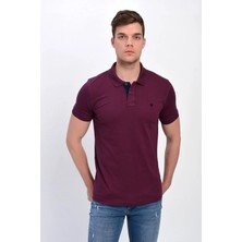 Erkek Mürdüm Polo Yaka Likralı T-Shirt T621
