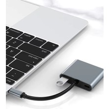 Erdineks 4in1 Çoklu Dönüştürücü Type-C Girişli 4K HDMI VGA USB Type-C Çıkışları Çevirici