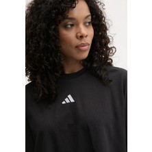 Adidas Essentials 3-Stripes Kadın Pamuklu Siyah Rahat Kesim T-Shirt