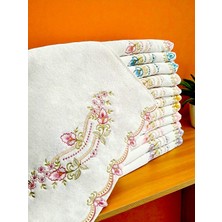 50X90 cm Nakışlı Kadife 12LI El Havlusu | Yüz Havlusu Seti