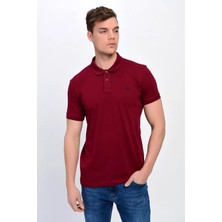 Erkek Bordo Polo Yaka Likralı T-Shirt T621