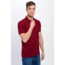 Erkek Bordo Polo Yaka Likralı T-Shirt T621