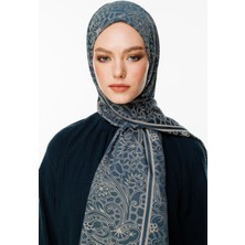 Lavin Desen Çift Taraflı Şal Petrol Mavisi-Bej