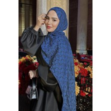 Marrakech Desen Çift Taraflı Şal Siyah-Indigo