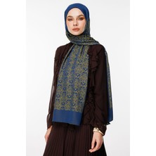 Nora Desen Çift Taraflı Şal Lacivert-Yağ Yeşili