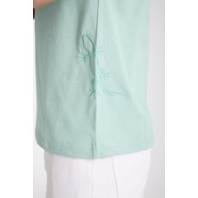 Erkek %100 Pamuk Relax Fit Kertenkele Nakışlı T-Shirt