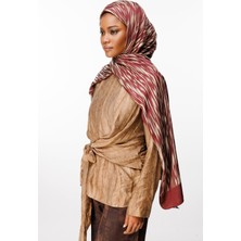 Selis Desen Çift Taraflı Şal Mürdüm-Somon