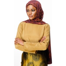 Selis Desen Çift Taraflı Şal Mor-Turuncu