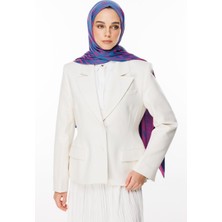 Selis Desen Çift Taraflı Şal Petrol Mavisi-Fuşya