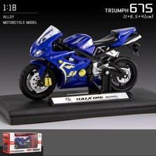Doytona Triumph 675 Model Motosiklet Özel Standlı Detaylı Dekorasyon Oyuncak Motorsiklet 1:18 Mavi